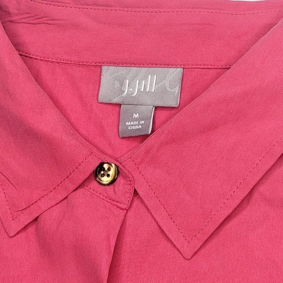 J. Jill Size Medium Dark Pink 100% Silk Sleeveless Women's Button‎ Up Top - Picture 4 of 4